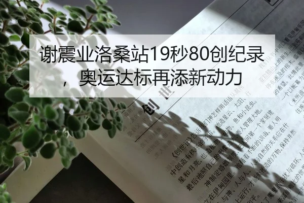 谢震业洛桑站19秒80创纪录，奥运达标再添新动力